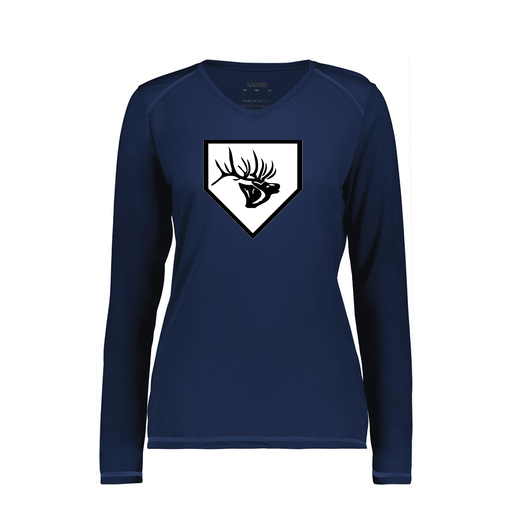 [6847.065.XS-LOGO2] Women's SoftTouch Long Sleeve (Female Adult XS, Navy, Logo 2)