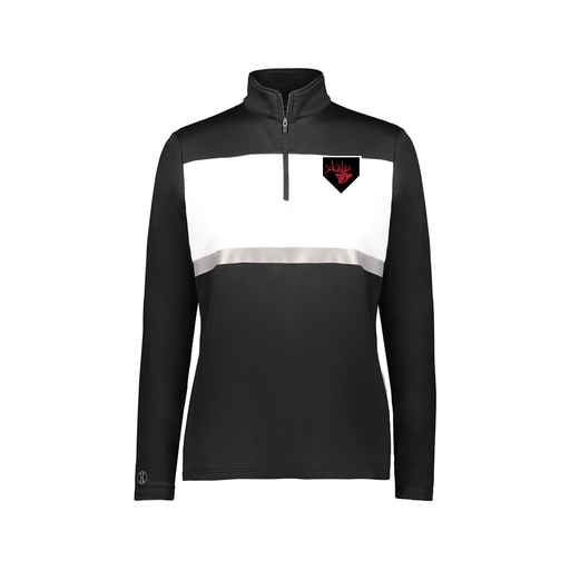 [222791.420.XS-LOGO1] Ladies Bold 1/4 Zip Pullover (Female Adult XS, Black, Logo 1)