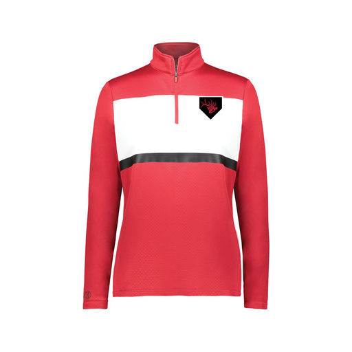 [222791.408.XS-LOGO1] Ladies Bold 1/4 Zip Pullover (Female Adult XS, Red, Logo 1)