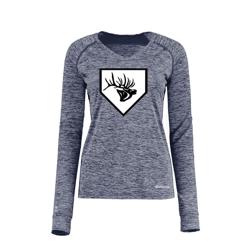 [222770.U22.XS-LOGO2] Ladies Electric Long Sleeve Shirt (Female Adult XS, Navy, Logo 2)