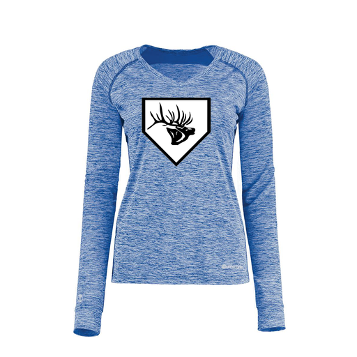 [222770.U55.XS-LOGO2] Ladies Electric Long Sleeve Shirt (Female Adult XS, Royal, Logo 2)