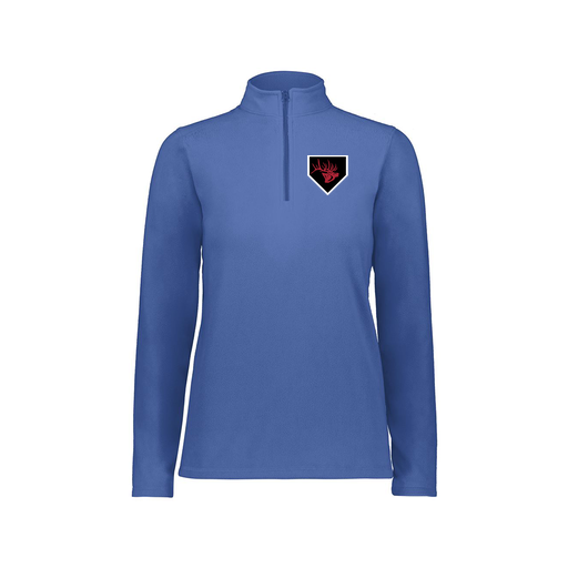 [6864.060.XS-LOGO1] Ladies MicroFleece 1/4 Zip Pullover (Female Adult XS, Royal, Logo 1)