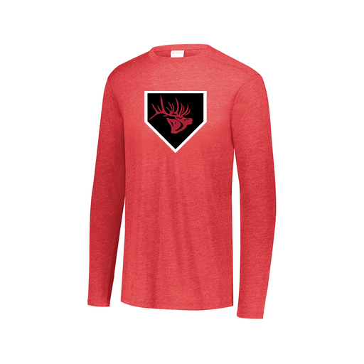 [FTLCUBRD-AXS-LOGO1] Decker Men's Tri-Blend T-Shirt - Long Sleeve (Adult XS, Red, Logo 1)