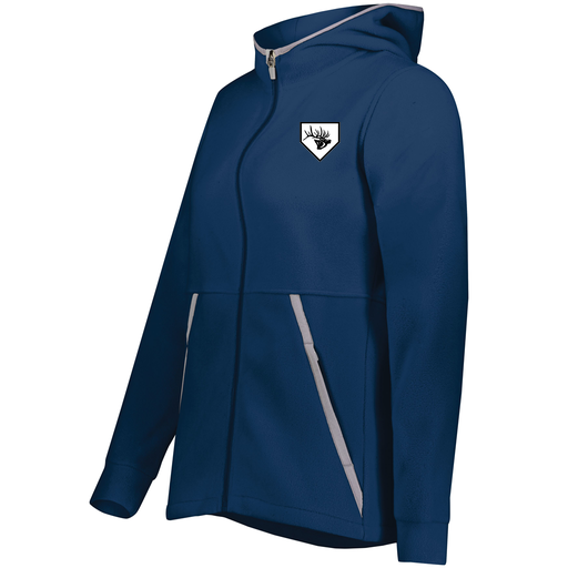 [6860.065.XS-LOGO2] Ladies Chill Full Zip Fleece (Female Adult XS, Navy, Logo 2)